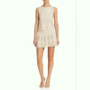 Alice + Olivia Amal Guipure Lace Top Sz Med & Jayce Lace Mimi Skirt Ivory Sz 8